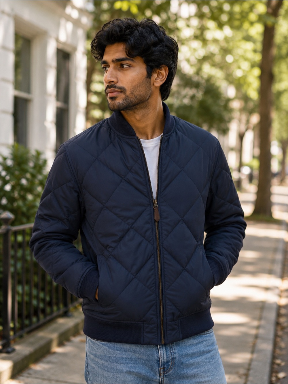 Ralph Lauren Navy Quilted Bomber Jacket